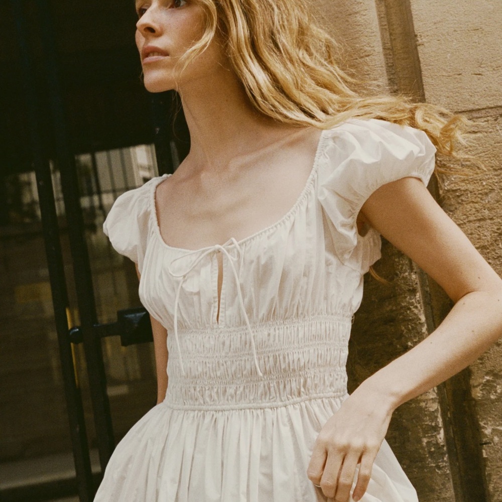 DÔEN Women's Quinn Cotton Shirred Midi-Dress - Picture 4 of 5